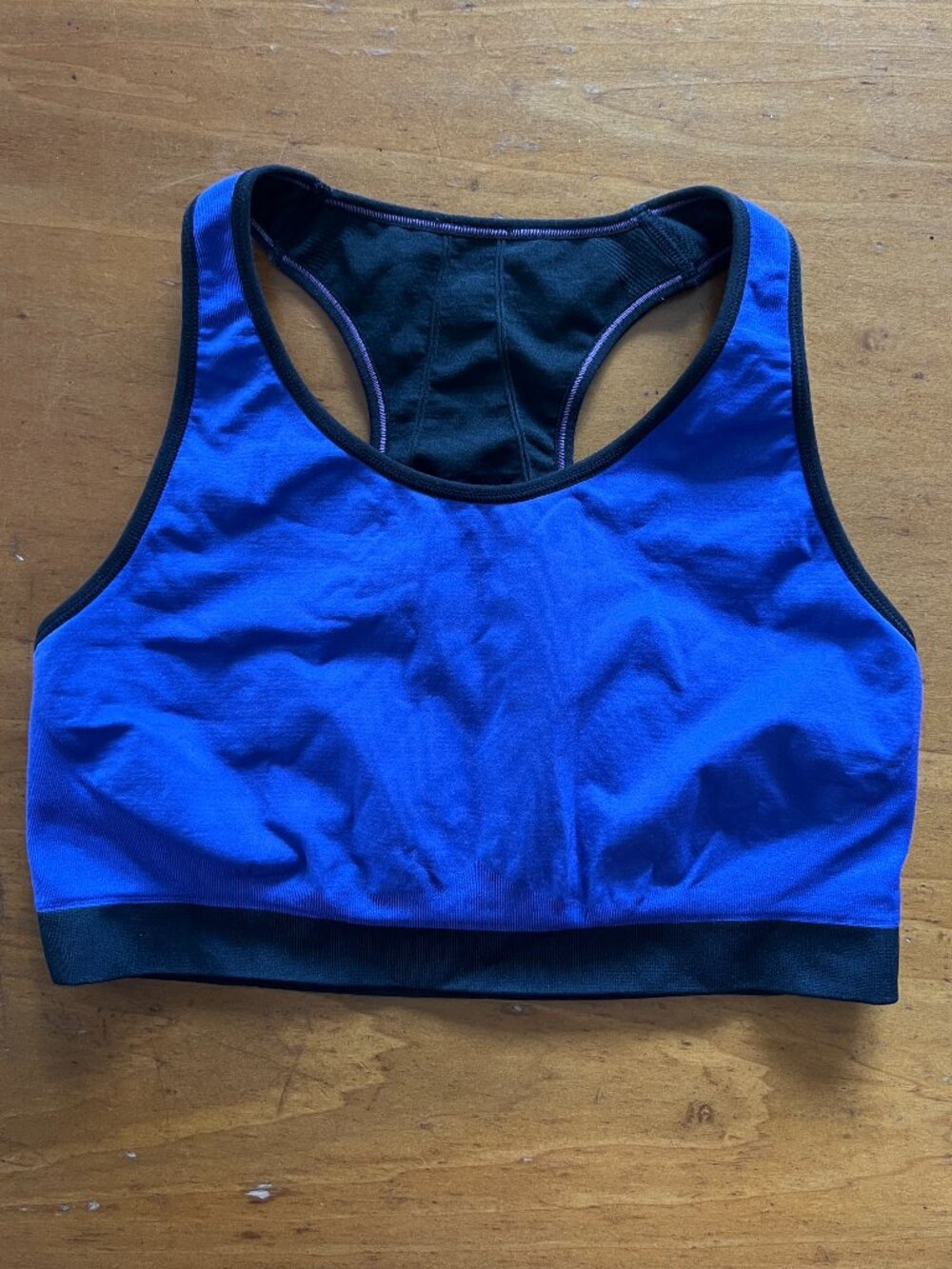 Blue & Black Racerback Seamless Sports Bra Athletic Workout